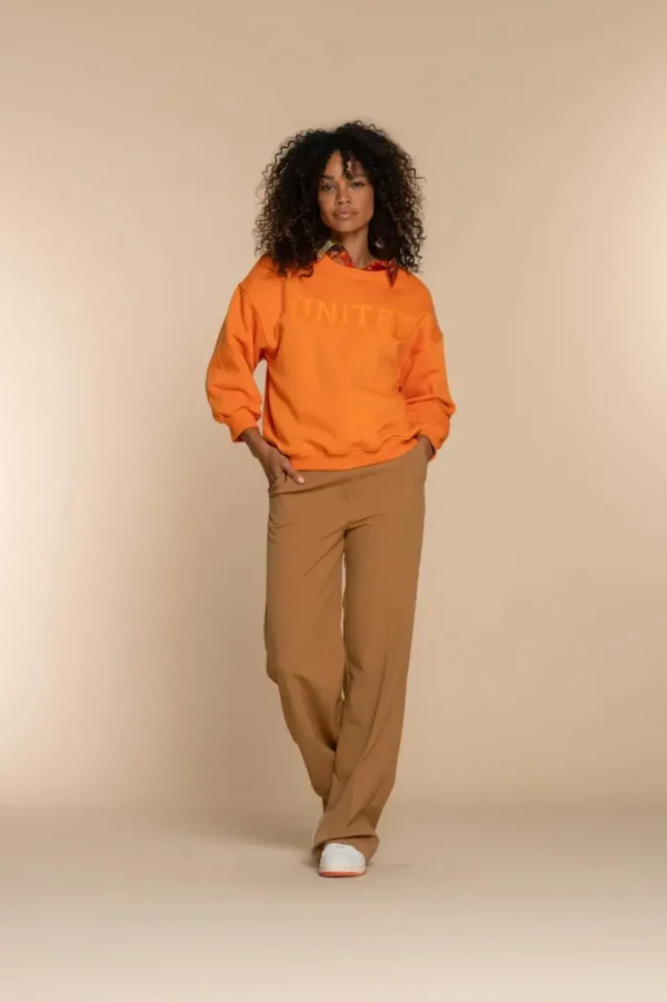 Vrouwen Geisha Fashion Geisha Dames Oversized Graphic Print Crewneck Sweater 32572-24 Oranje
