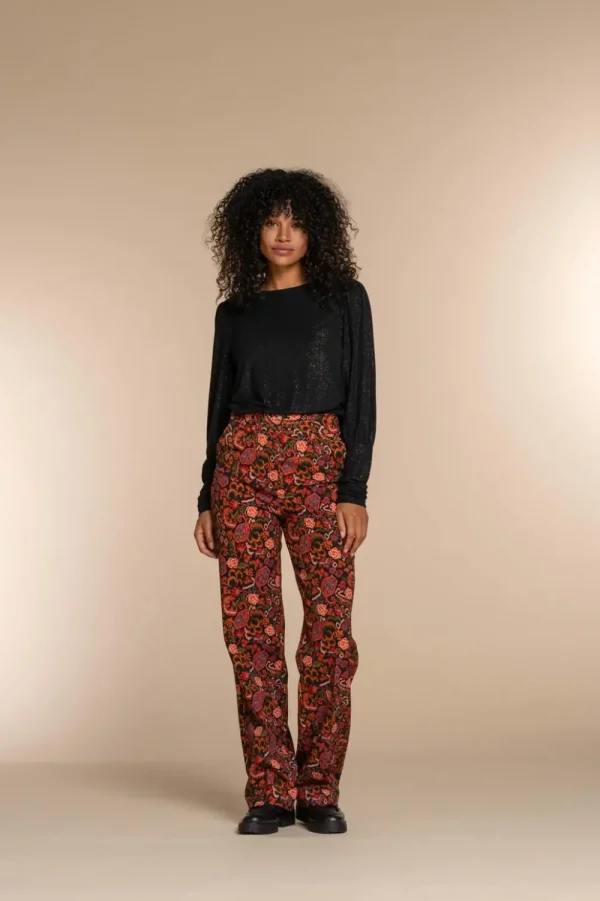Vrouwen Geisha Fashion Geisha Dames Pantalon Met Bloemenprint 31569-32 Zwart