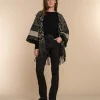 Vrouwen Geisha Fashion Geisha Dames Poncho Met Print 34603-20 Zwart