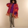 Vrouwen Geisha Fashion Geisha Dames Poncho Met Print 34603-20 Paars