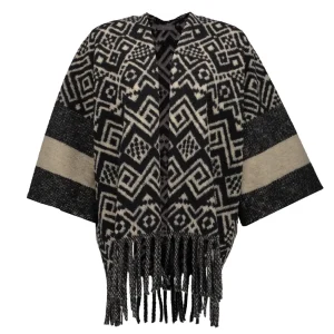 Vrouwen Geisha Fashion Geisha Dames Poncho Met Print 34603-20 Zwart