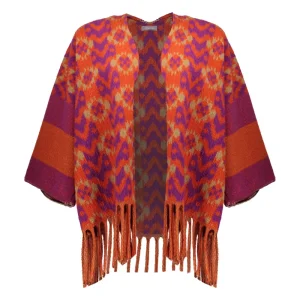 Vrouwen Geisha Fashion Geisha Dames Poncho Met Print 34603-20 Paars