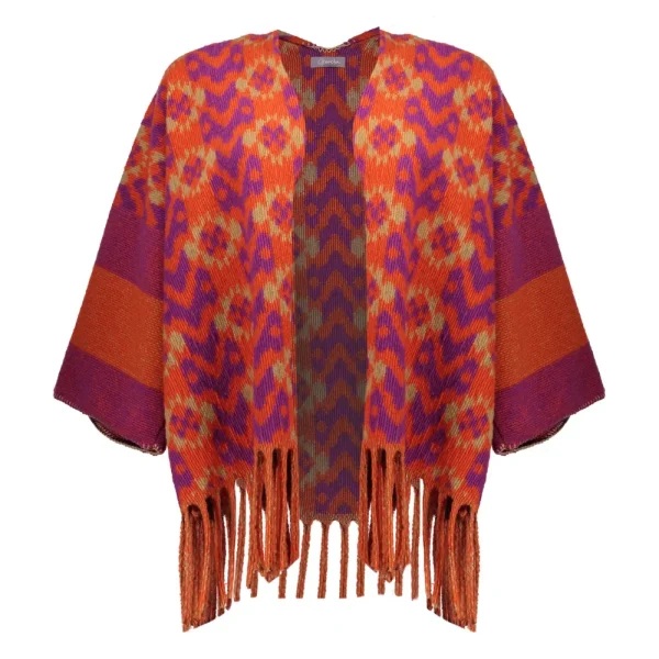 Vrouwen Geisha Fashion Geisha Dames Poncho Met Print 34603-20 Paars