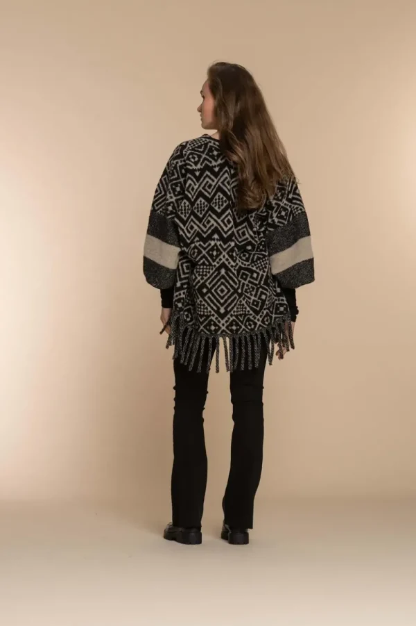 Vrouwen Geisha Fashion Geisha Dames Poncho Met Print 34603-20 Zwart