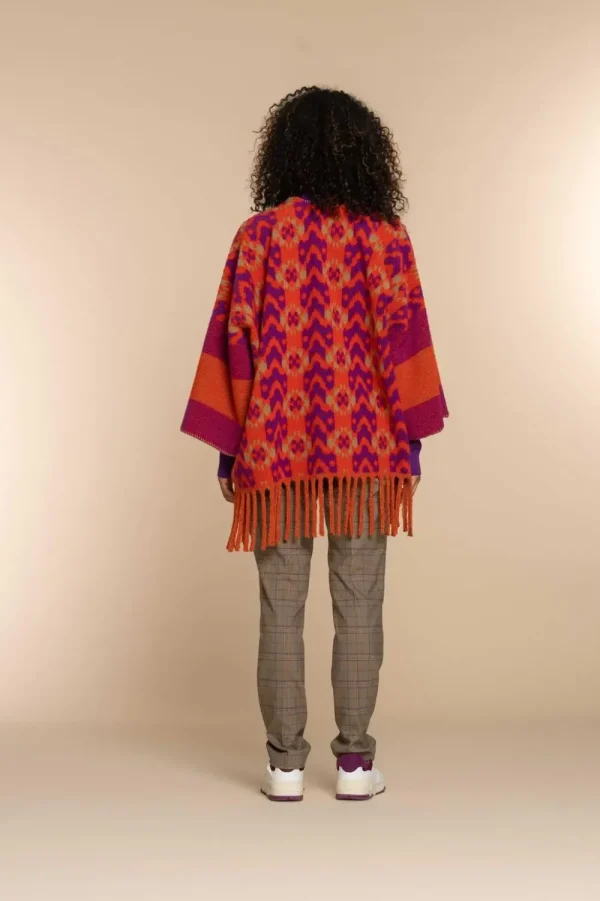 Vrouwen Geisha Fashion Geisha Dames Poncho Met Print 34603-20 Paars