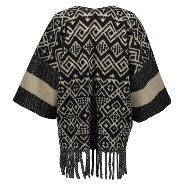 Vrouwen Geisha Fashion Geisha Dames Poncho Met Print 34603-20 Zwart
