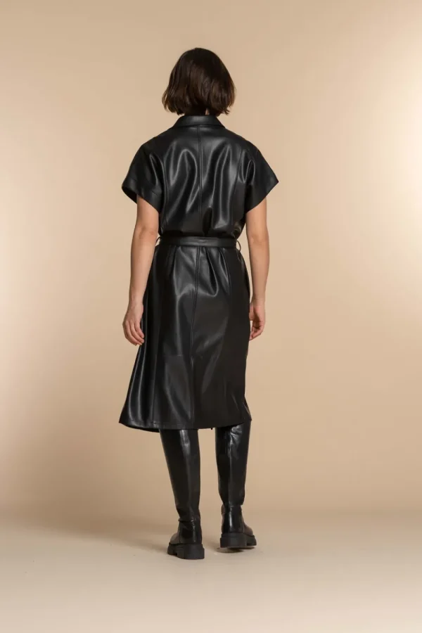 Vrouwen Geisha Fashion Geisha Dames Pu Leren Blouse Jurk 37501-10 Zwart
