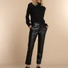 Vrouwen Geisha Fashion Geisha Dames Pu Leren Broek 31562-19 Zwart