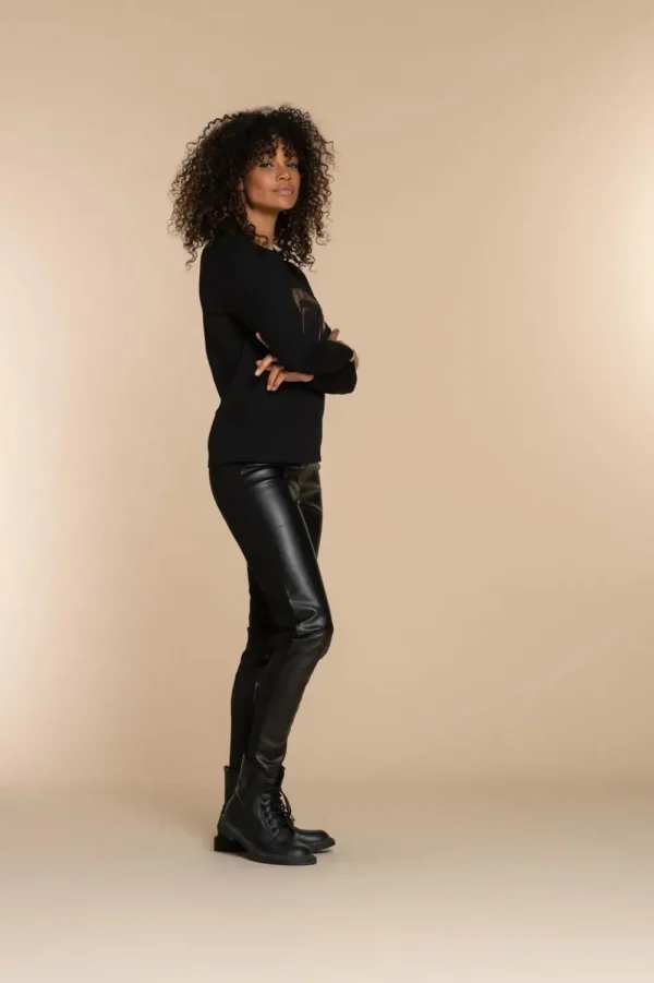 Vrouwen Geisha Fashion Geisha Dames Pu Leren Broek 31524-10 Zwart