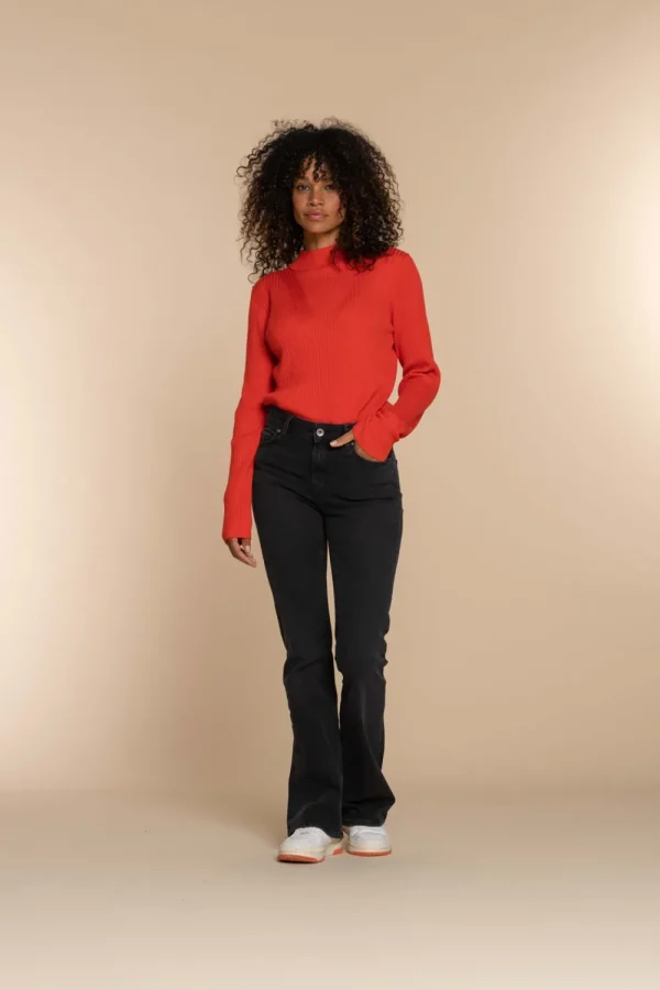 Vrouwen Geisha Fashion Geisha Dames Ribgebreide Trui 34588-14 Coral