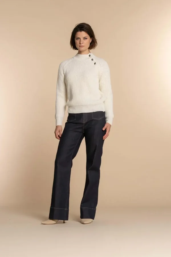 Vrouwen Geisha Fashion Geisha Dames Ribgebreide Trui 34517-10 Off-White