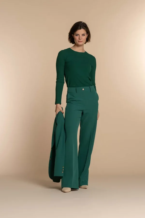 Vrouwen Geisha Fashion Geisha Dames Ribgebreide Top 32610-41 Forest Green