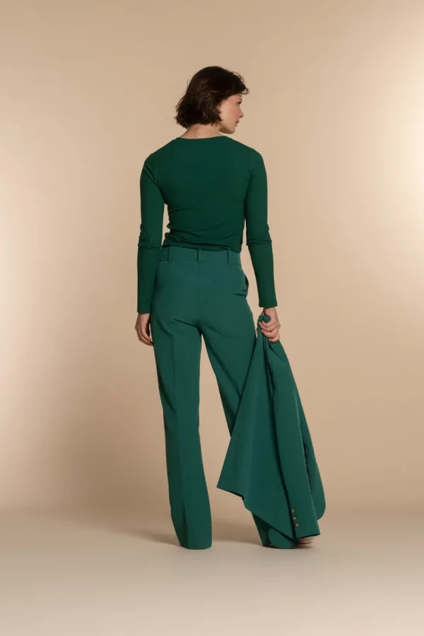 Vrouwen Geisha Fashion Geisha Dames Ribgebreide Top 32610-41 Forest Green