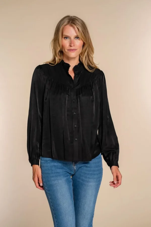 Vrouwen Geisha Fashion Geisha Dames Satijnlook Blouse 33579-14 Zwart