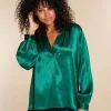 Vrouwen Geisha Fashion Geisha Dames Satijnlook Top 33855-14 Groen