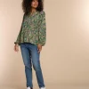 Vrouwen Geisha Fashion Geisha Dames Smock Top Met Pofmouwen En Print 33665-20 Groen