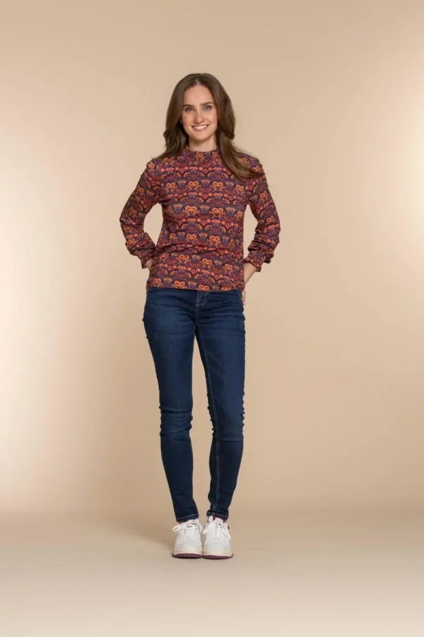 Vrouwen Geisha Fashion Geisha Dames Smock Top Met Print 32641-20 Paars