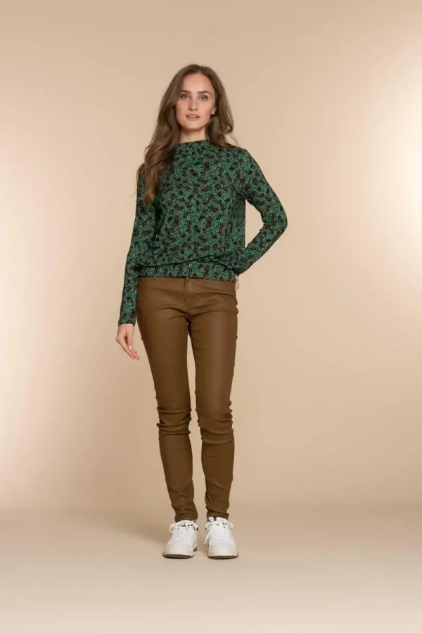 Vrouwen Geisha Fashion Geisha Dames Smock Top Met Print 32589-60 Emerald