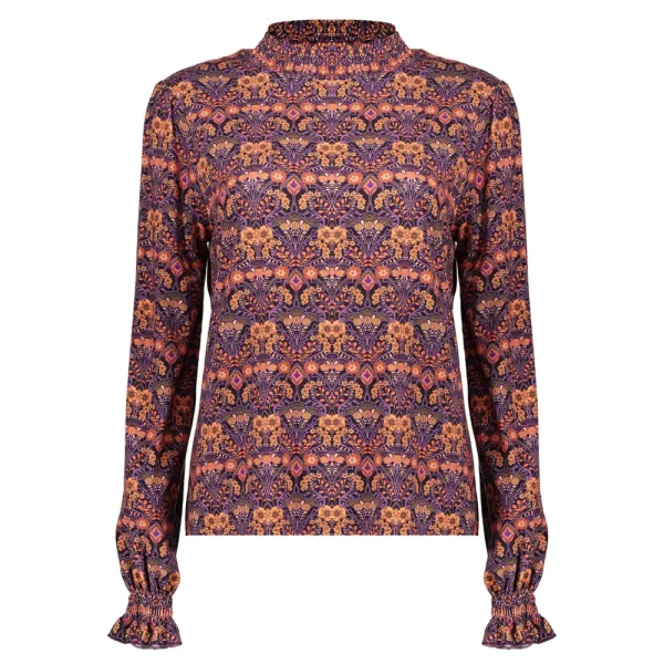Vrouwen Geisha Fashion Geisha Dames Smock Top Met Print 32641-20 Paars