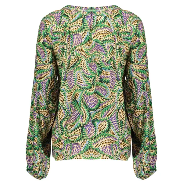 Vrouwen Geisha Fashion Geisha Dames Smock Top Met Pofmouwen En Print 33665-20 Groen