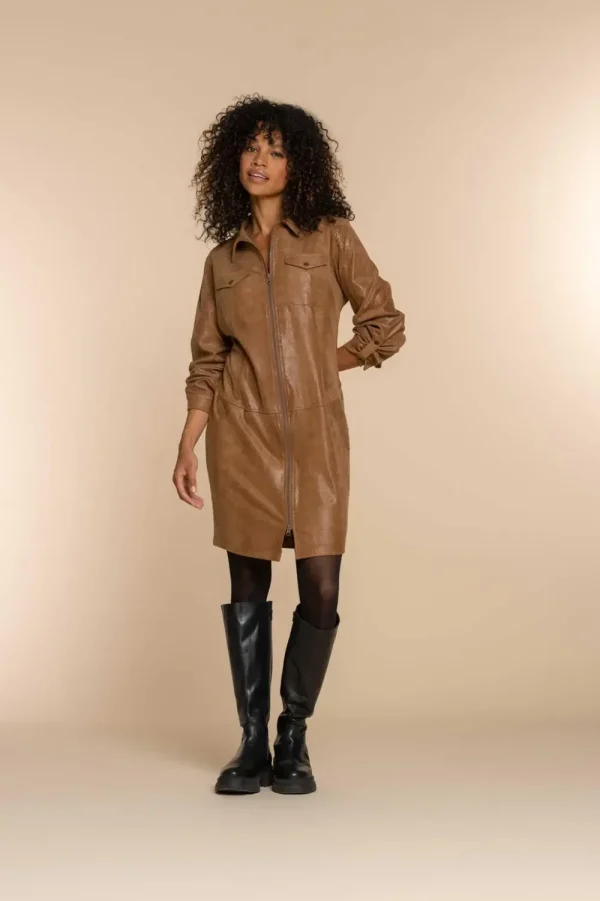 Vrouwen Geisha Fashion Geisha Dames Suedine Slangenprint Jurk 37503-10 Taupe