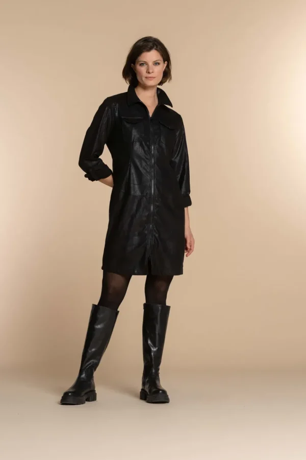 Vrouwen Geisha Fashion Geisha Dames Suedine Slangenprint Jurk 37503-10 Zwart