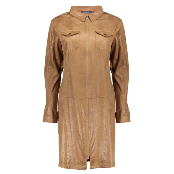 Vrouwen Geisha Fashion Geisha Dames Suedine Slangenprint Jurk 37503-10 Taupe