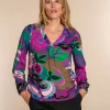 Vrouwen Geisha Fashion Geisha Dames Top Met Bloemenprint 33948-20 Port