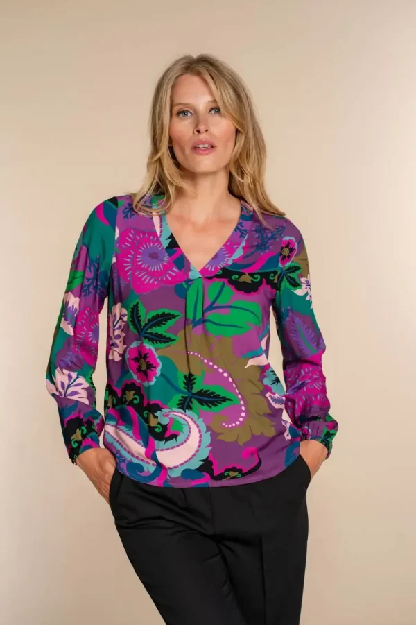 Vrouwen Geisha Fashion Geisha Dames Top Met Bloemenprint 33948-20 Port
