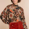 Vrouwen Geisha Fashion Geisha Dames Top Met Bloemen Print 33662-20 Zwart