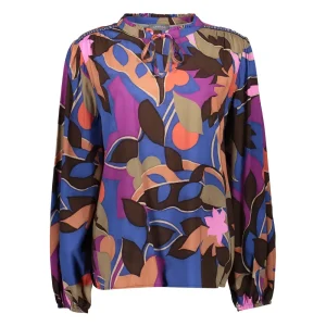 Vrouwen Geisha Fashion Geisha Dames Top Met Bloemenprint 33951-20 Cobalt
