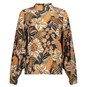 Vrouwen Geisha Fashion Geisha Dames Top Met Bloemen Print 33662-20 Zwart