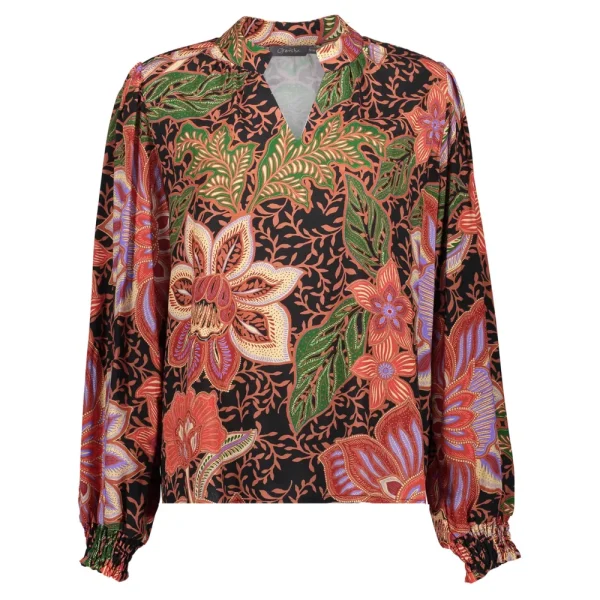 Vrouwen Geisha Fashion Geisha Dames Top Met Bloemenprint 33958-20 Zwart