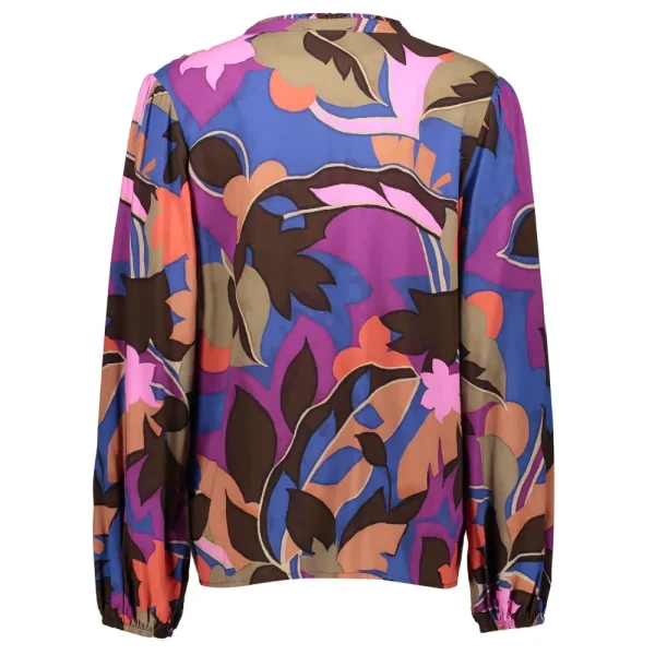 Vrouwen Geisha Fashion Geisha Dames Top Met Bloemenprint 33951-20 Cobalt