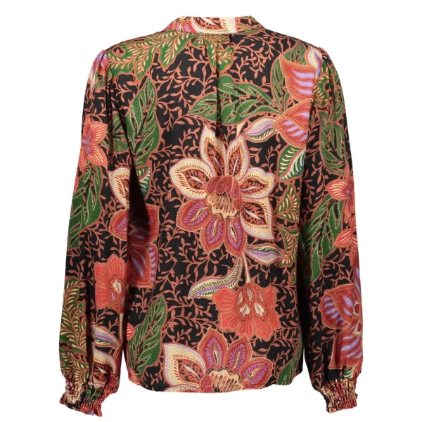 Vrouwen Geisha Fashion Geisha Dames Top Met Bloemenprint 33958-20 Zwart