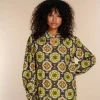 Vrouwen Geisha Fashion Geisha Dames Top Met Cut Out En Print 33956-20 Tabacco
