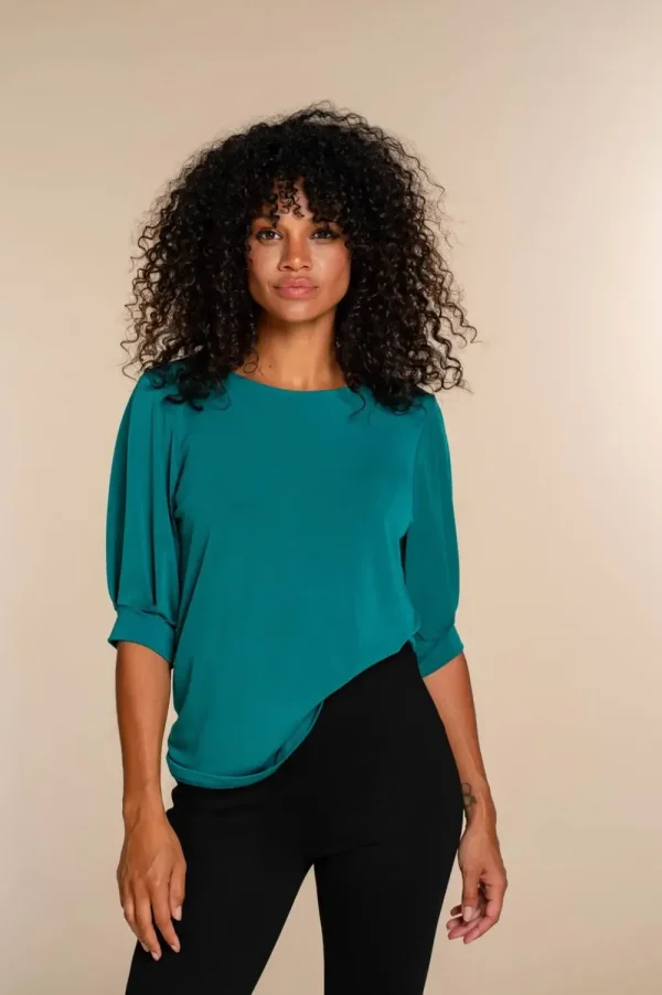 Vrouwen Geisha Fashion Geisha Dames Top Met Gepofte Mouwen 33570-60 Emerald