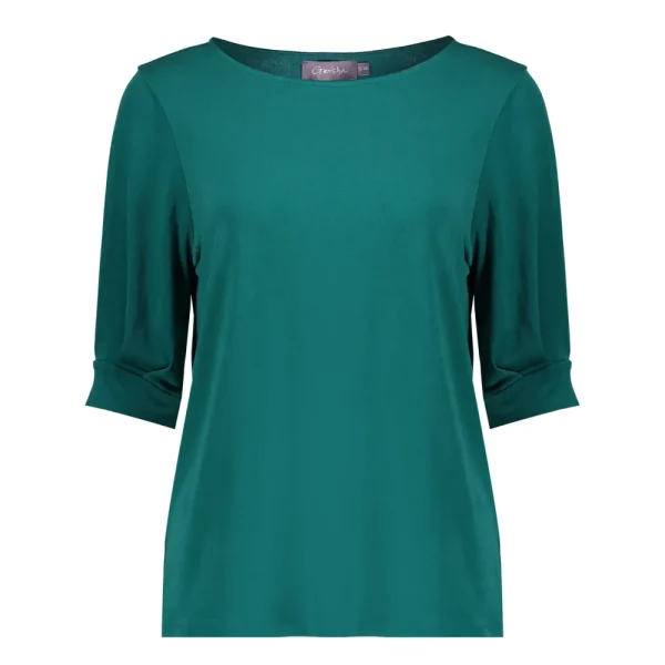 Vrouwen Geisha Fashion Geisha Dames Top Met Gepofte Mouwen 33570-60 Emerald