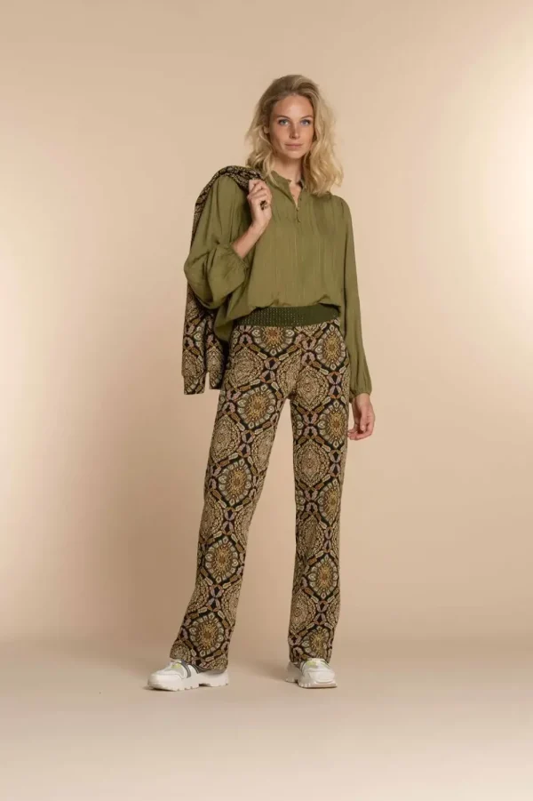 Vrouwen Geisha Fashion Geisha Dames Top Met Geruffelde Kraag 33600-47 Cactus