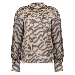Vrouwen Geisha Fashion Geisha Dames Top Met Leopard Print 33625-20 Sand