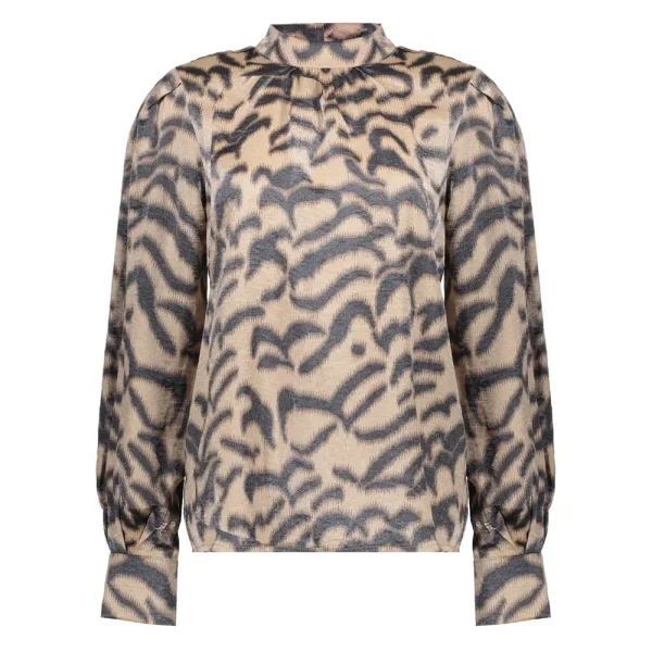 Vrouwen Geisha Fashion Geisha Dames Top Met Leopard Print 33625-20 Sand