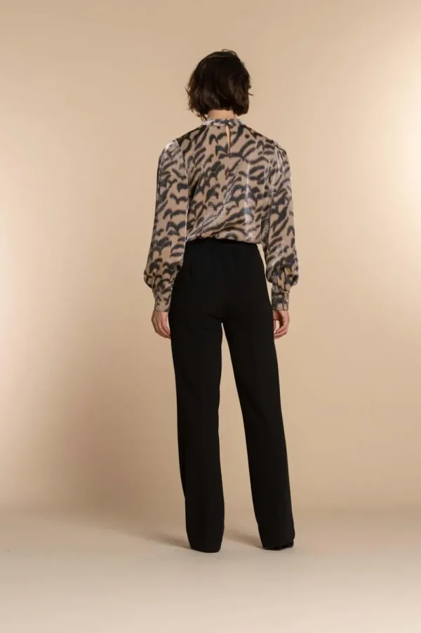 Vrouwen Geisha Fashion Geisha Dames Top Met Leopard Print 33625-20 Sand