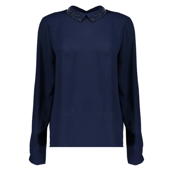 Vrouwen Geisha Fashion Geisha Dames Top Met Lurex Kraag 33505-10 Navy