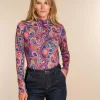 Vrouwen Geisha Fashion Geisha Dames Top Met Paisley Print 32891-60 Cobalt