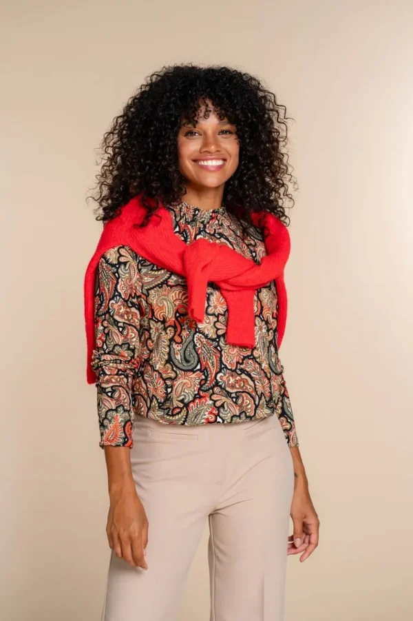 Vrouwen Geisha Fashion Geisha Dames Top Met Paisley Print 32892-60 Coral