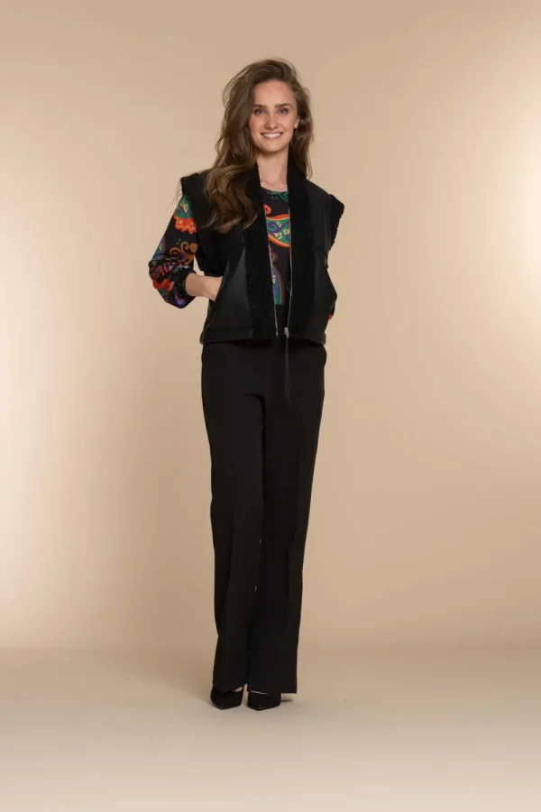Vrouwen Geisha Fashion Geisha Dames Top Met Paisley Print 32646-20 Zwart