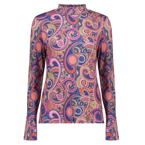 Vrouwen Geisha Fashion Geisha Dames Top Met Paisley Print 32891-60 Cobalt