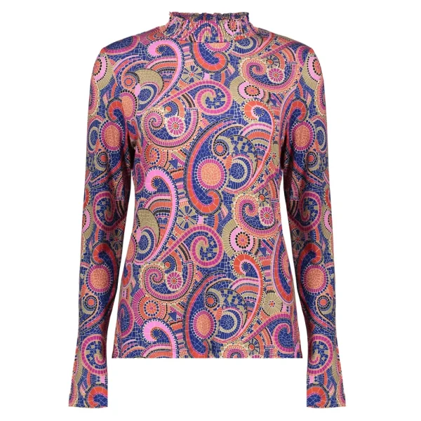 Vrouwen Geisha Fashion Geisha Dames Top Met Paisley Print 32891-60 Cobalt