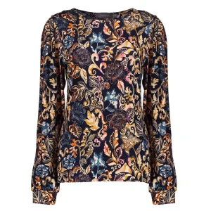 Vrouwen Geisha Fashion Geisha Dames Top Met Paisley Print 32584-60 Navy