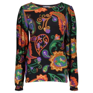Vrouwen Geisha Fashion Geisha Dames Top Met Paisley Print 32646-20 Zwart